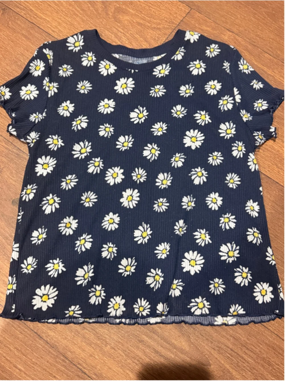 Girls Old Navy Daisy Print Short Sleeve Tee Navy White XL